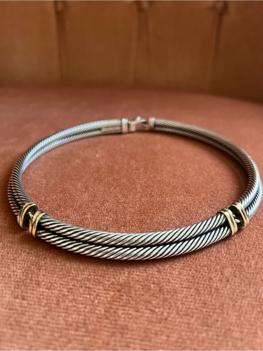 David Yurman Two-Tone Cable Collar Necklace in Silver and Gold